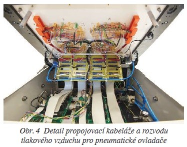 Obr. 4 Detail propojovací kabeláže a rozvodu tlakového vzduchu pro pneumatické ovladače